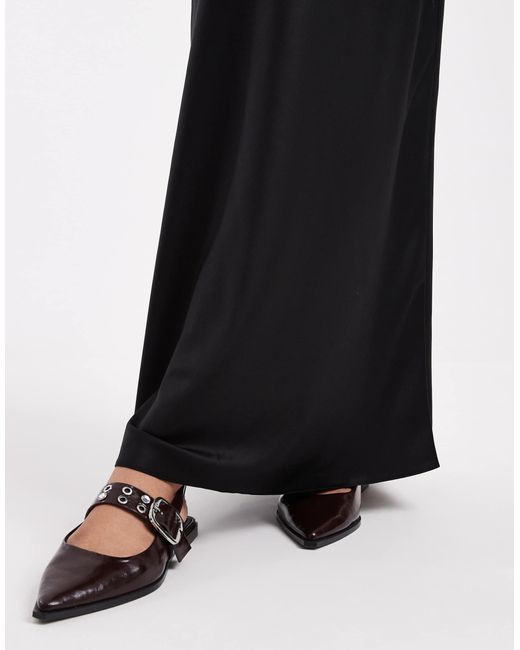 ASOS Black Asos design maternity – satin-maxirock mit asymmetrischem schnitt, umstandsmode