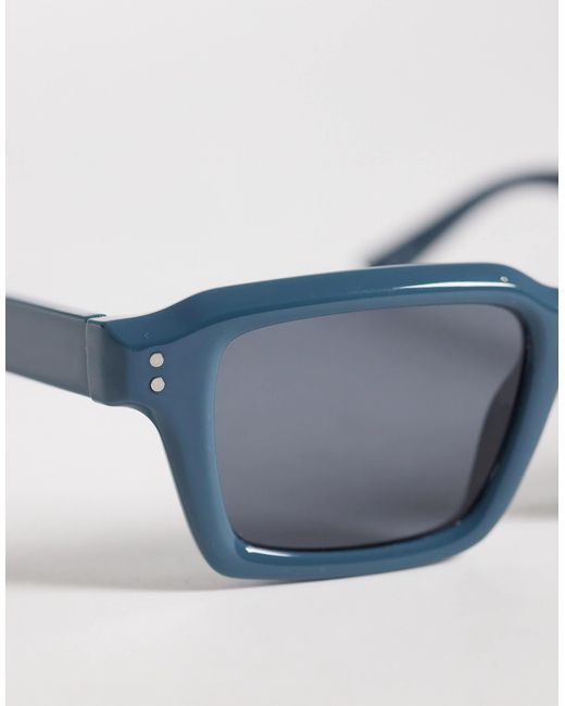 ASOS Blue Rectangle Sunglasses for men