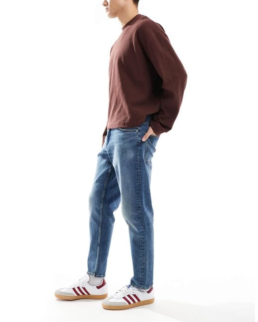 ASOS Blue Stretch Tapered Fit Jeans for men