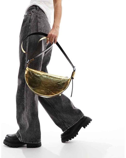 ★ leathery★ Crack Effect Half Moon Shoulder Crossbody Bag Amazon.com: QARMAX Leather Crescent Bag for Women Shoulder