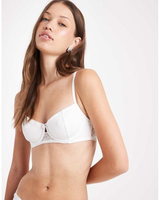 Cotton On White Sophie Cotton Pointelle Underwire Bra
