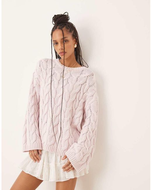 Gina Tricot Pink Oversized Cable Knit Sweater