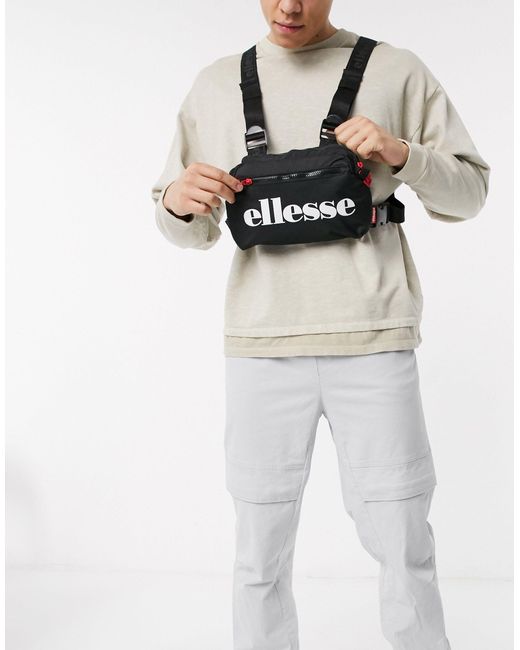Ellesse Black Aruga Chest Bag for men