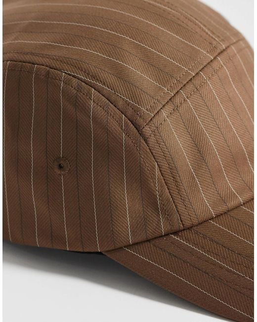 ASOS – tech – gestreifte kappe aus nylon in Brown für Herren