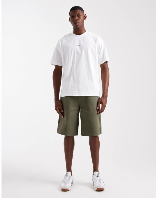 Jack & Jones White Oversized Project Core Back Print Tshirt for men