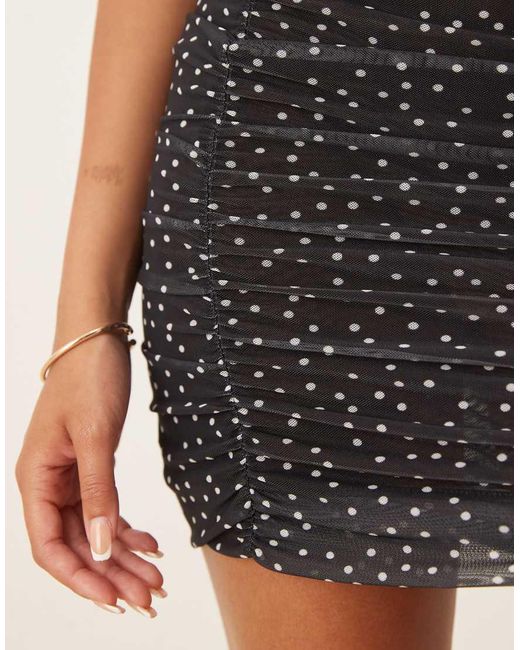 ASOS Black Mesh Ruched Mini Skirt