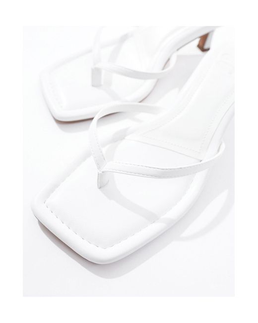 ASOS White Wide Fit Heatwave Toe Thong Kitten Heeled Sandals