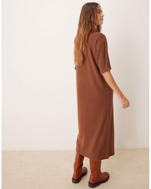 ASOS Natural – superweiches, breit geripptes t-shirtkleid