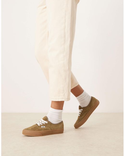 Authentic - baskets en daim duveteux avec semelle en gomme - olive Vans en coloris Natural