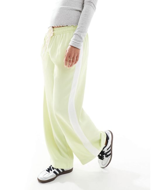 ASOS White Petite Pull On Trousers With Contrast Panel