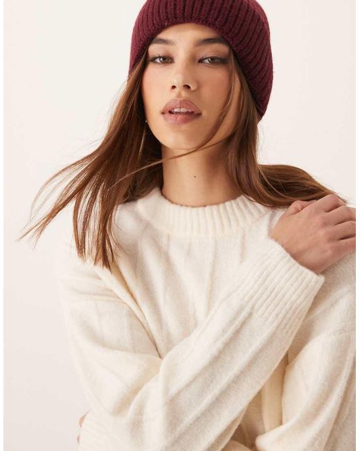 Maglione A Coste Larghe Con Scollo Rotondo di Mango in White