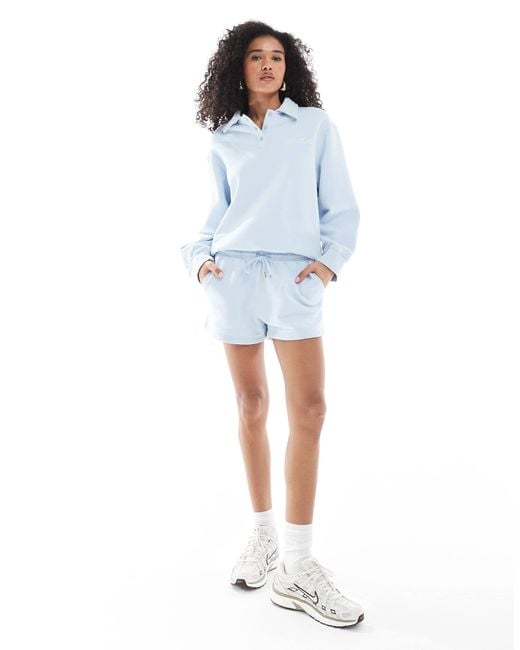 4th & Reckless Blue Collar Button Detail Embroidered Logo Sweatshirt Co-ord