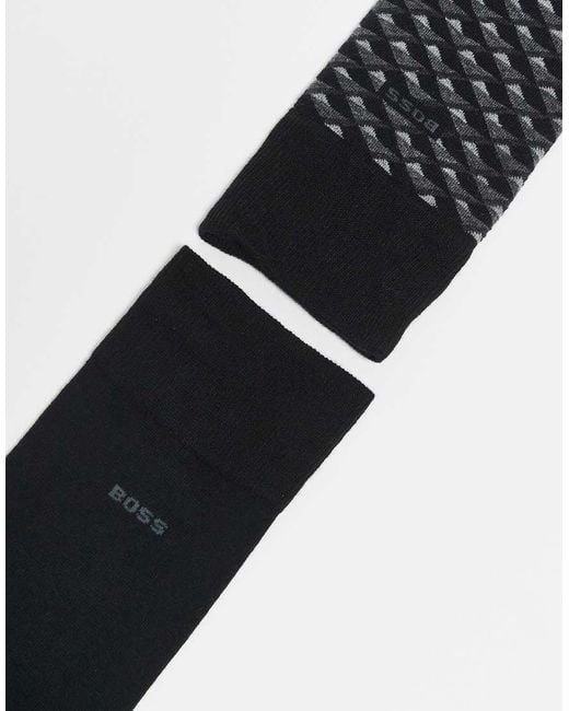 Boss Black Boss Bodywear 2-pack Check Crew Socks for men