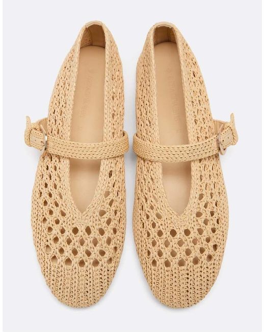 Stradivarius Natural Strappy Crochet Ballet Flats