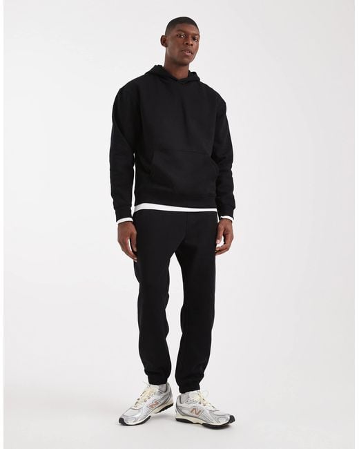 ASOS – essentials – 2er-pack kapuzenpullover und sweatshirt in Black für Herren