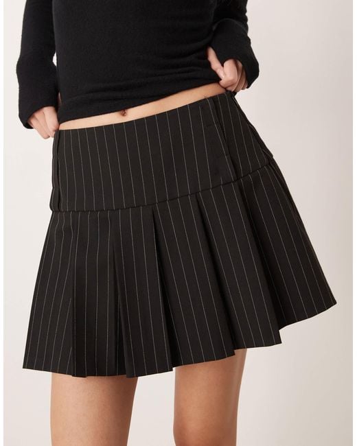 ASOS Black Drop Waist Pleated Mini Skirt