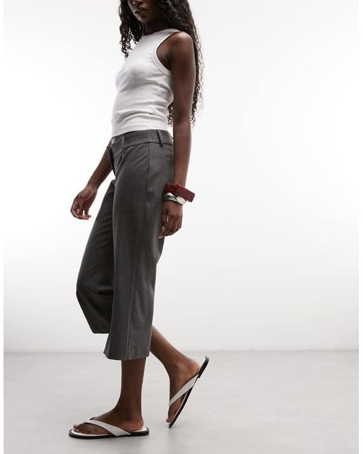 Weekday Gray Tailored Capri Trousers