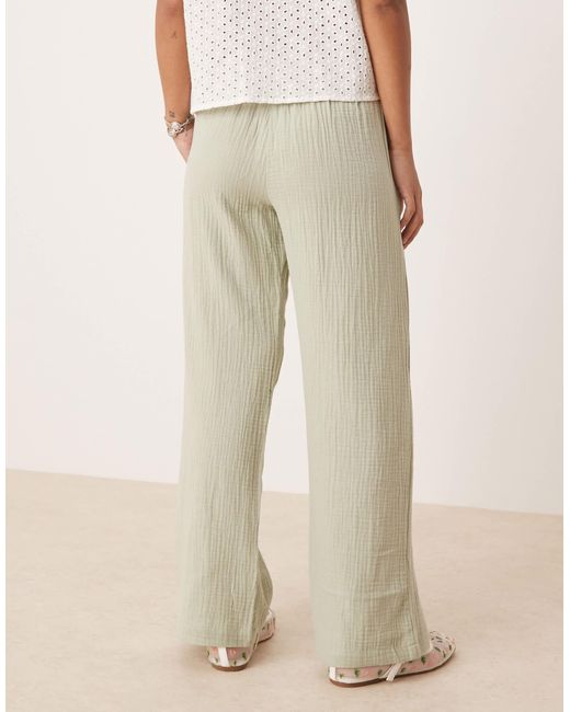JDY Petite Natural – weit geschnittene hose aus dünnem, weitmaschig gewebtem baumwollstoff