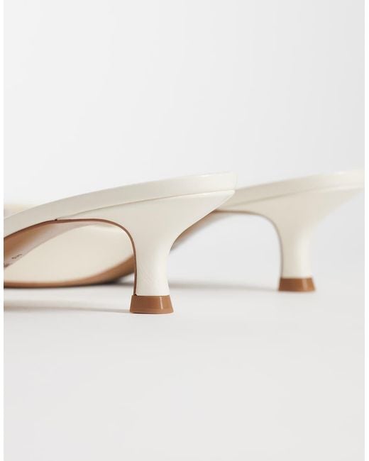 Mango White Heeled Mules