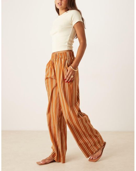 Aware Orange Boxer Style Wide Leg Poplin Trousers
