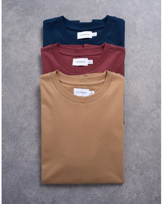 Topman – 3er-pack regulär geschnittene t-shirts in Blue für Herren
