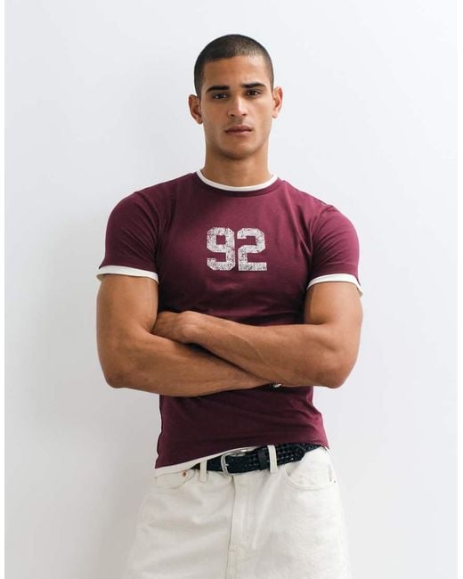 ASOS Red Slim T-Shirt With 92 Graphic for men