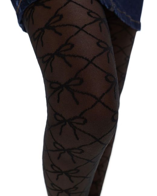 ASOS Black Bow Monogram Tights