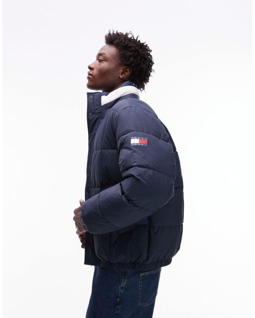 Doudoune avec col à logo drapeau Tommy Hilfiger pour homme en coloris Blue