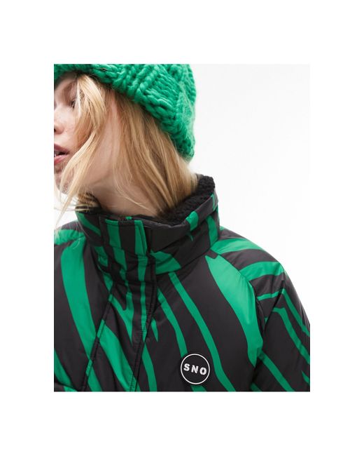 TOPSHOP Green Sno Funnel Neck Puffer Ski Jacket