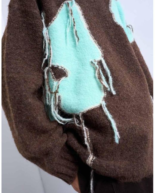 Maglione Lavorato Color Cioccolato Con Fiori E Nappe di TOPSHOP in Gray