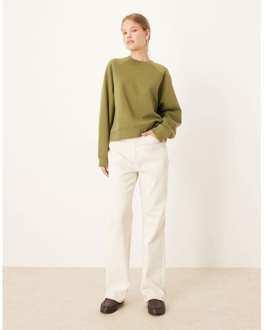 ASOS Natural Oversized Brushback Sweatshirt With Raglan Detail