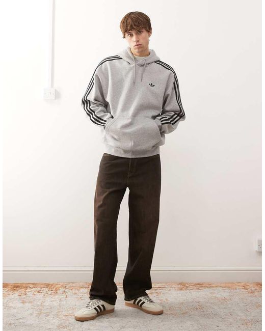 Adidas Originals Gray Adicolor Classics 3-Stripes Hoodie for men