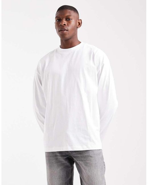 ASOS Basic Oversized T-Shirt Met Lange Mouwen in het White voor heren