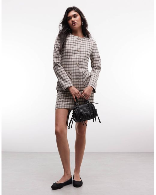 ASOS Gray Tailored Collarless Jacket