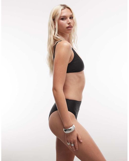 Collusion Black High Waist Bikini Bottom