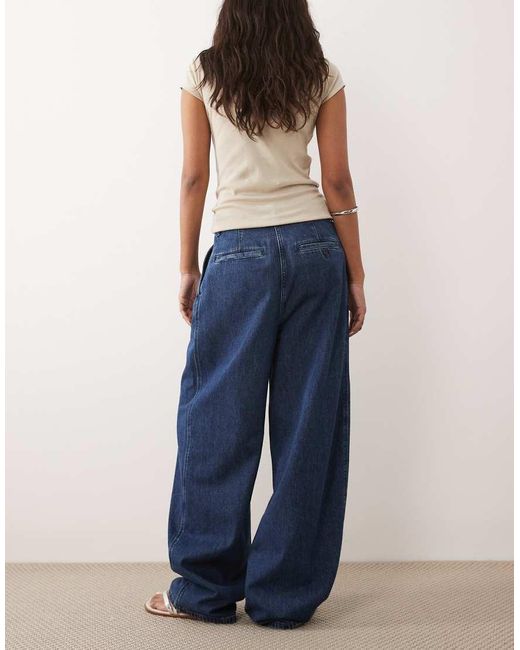 ARKET Blue Wide Leg Pleated Jeans