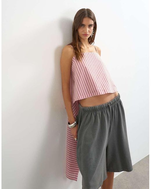 TOPSHOP White Square Neck Cami Top With Draped Back Detailing