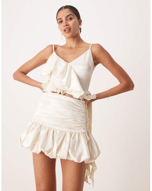 Amy Lynn Natural Ruched Bubble Hem Mini Skirt