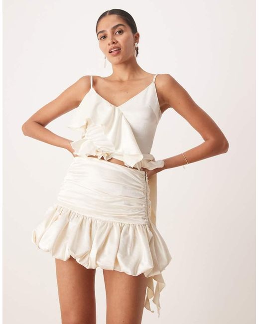 Amy Lynn Natural Ruched Bubble Hem Mini Skirt