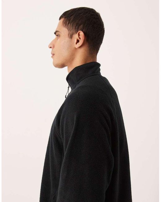 ASOS Blue Relaxed Funnel Neck Quarter Zip Fleece Sweatshirt for men