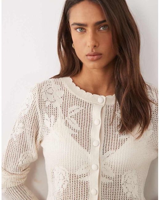 ASOS White Knitted Sheer Lace Floral Cardigan