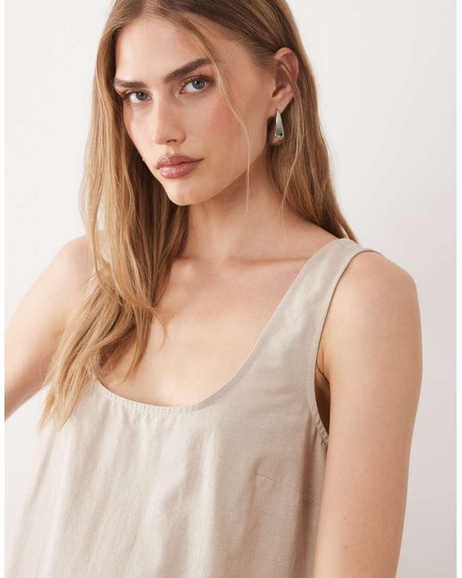 ASOS Natural Linen Mix Scoop Neck Mini Dress