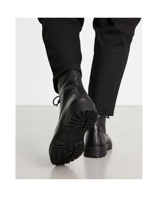 Botas negras con cordones y suela gruesa Schuh de hombre de color Black