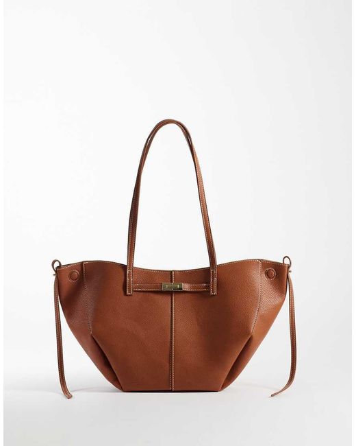 Gina Tricot Brown Long Strap Midi Bag With Belt Buckle Detail