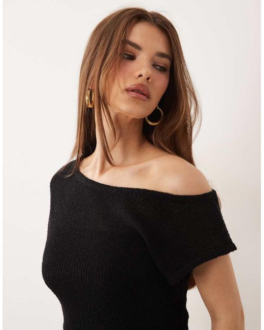 Tala Black Beach Knit Asymmetric Top