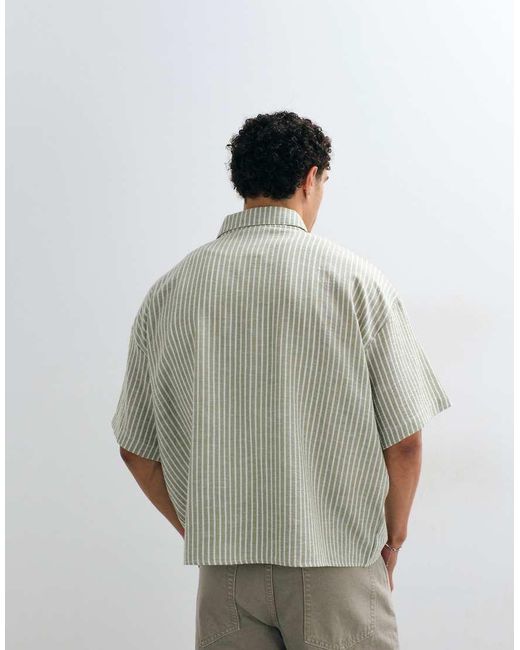 Reclaimed Vintage Gray Short Sleeve Cropped Boxy Shirt for men