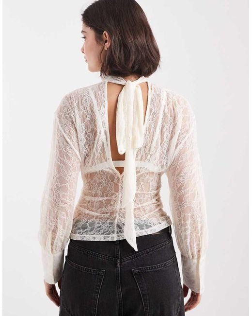 ASOS White Batwing High Neck Blouse