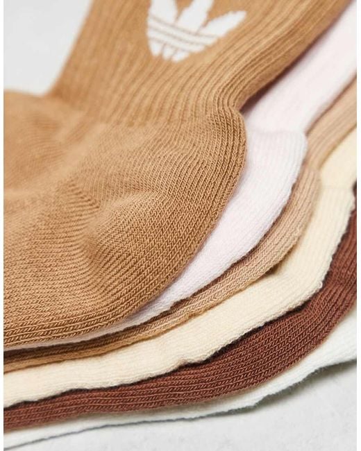 Adidas Originals White Adicolor Trefoil 6 Pack Ankle Socks