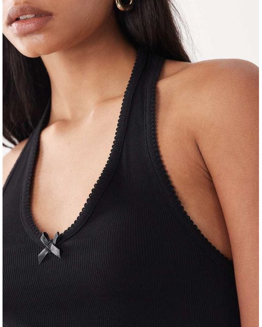 Miss Selfridge Blue 2 Pack Halterneck Top With Picot Trim Detail