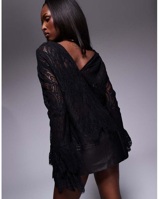 River Island Blue All Over Lace Blouse